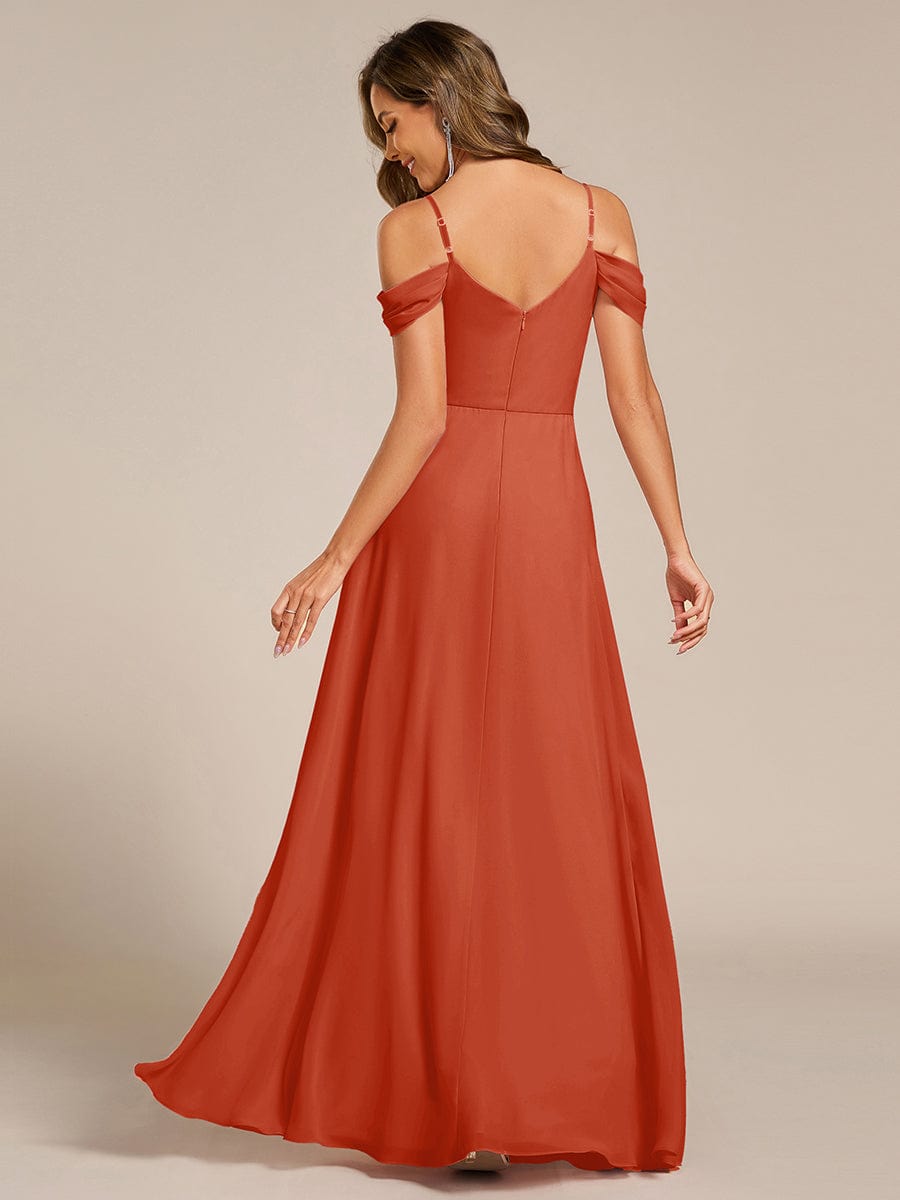 LIANNE|Spaghetti Strap V-Neck Pleated A-Line Bridesmaid Dress