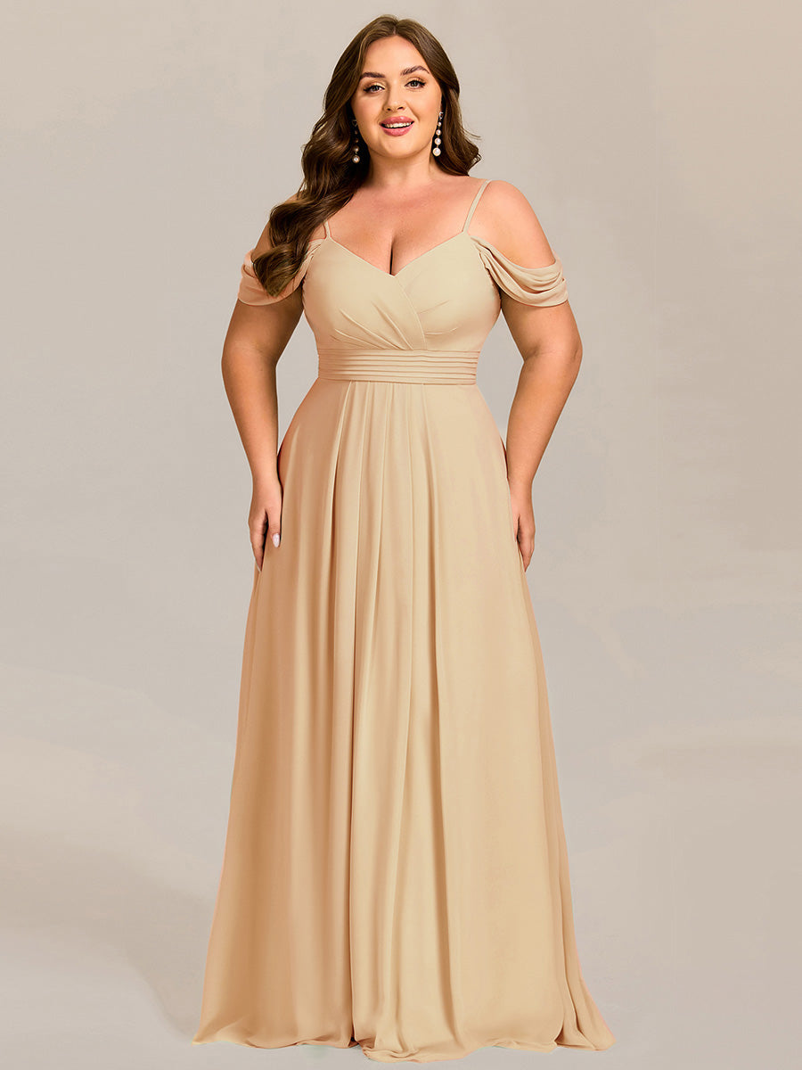 LIANNE|Spaghetti Strap V-Neck Pleated A-Line Bridesmaid Dress