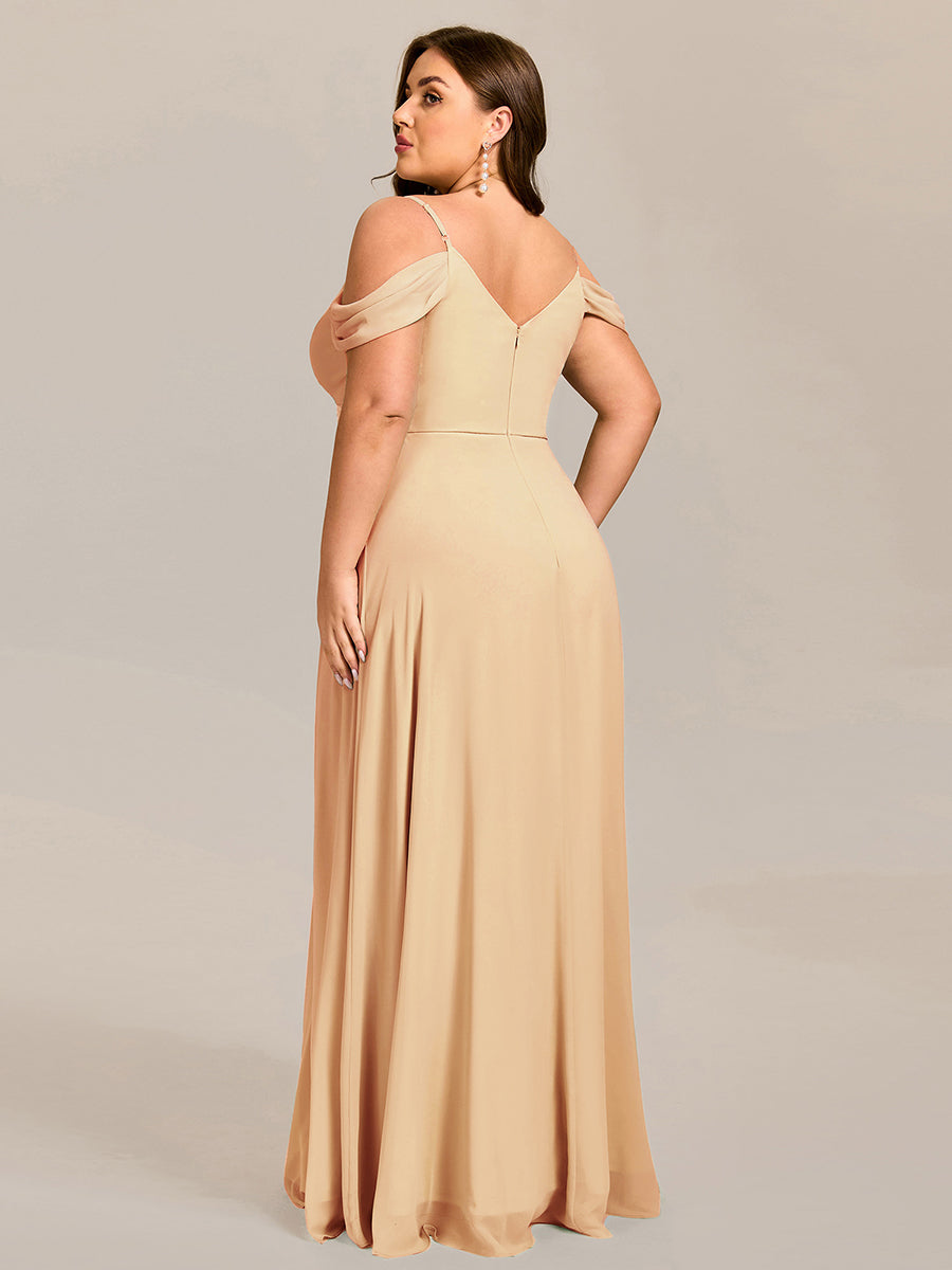 LIANNE|Spaghetti Strap V-Neck Pleated A-Line Bridesmaid Dress