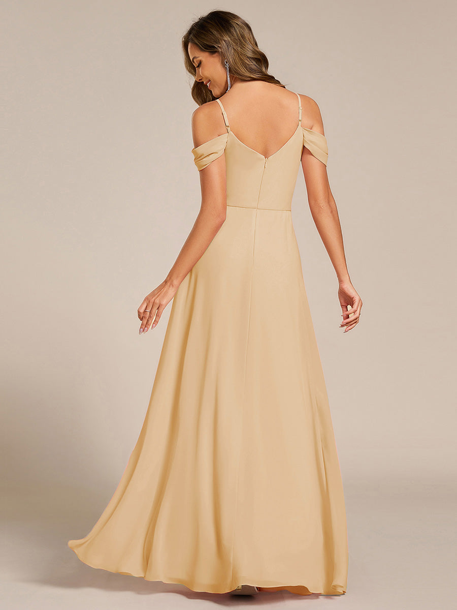 LIANNE|Spaghetti Strap V-Neck Pleated A-Line Bridesmaid Dress