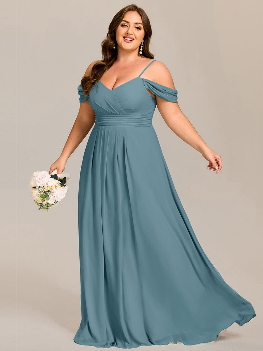LIANNE|Spaghetti Strap V-Neck Pleated A-Line Bridesmaid Dress