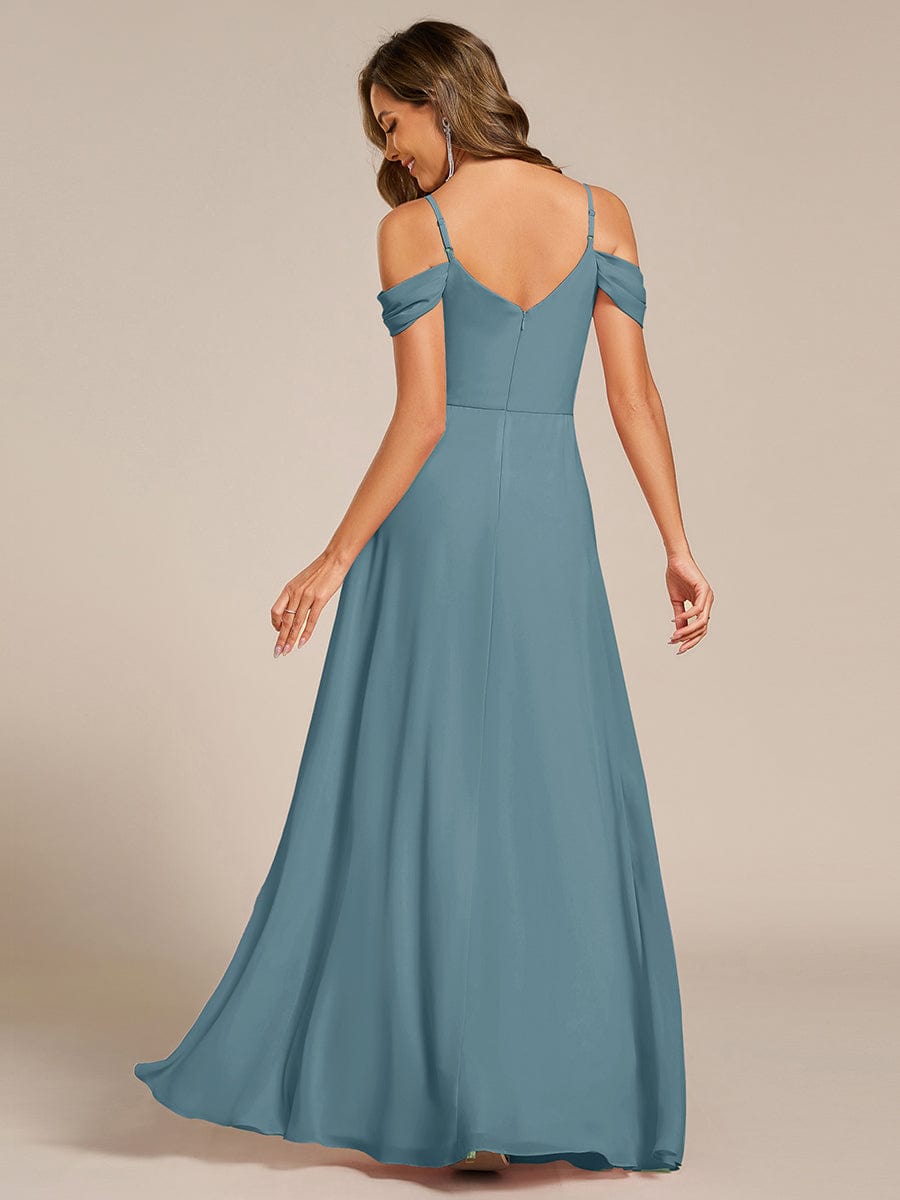 LIANNE|Spaghetti Strap V-Neck Pleated A-Line Bridesmaid Dress