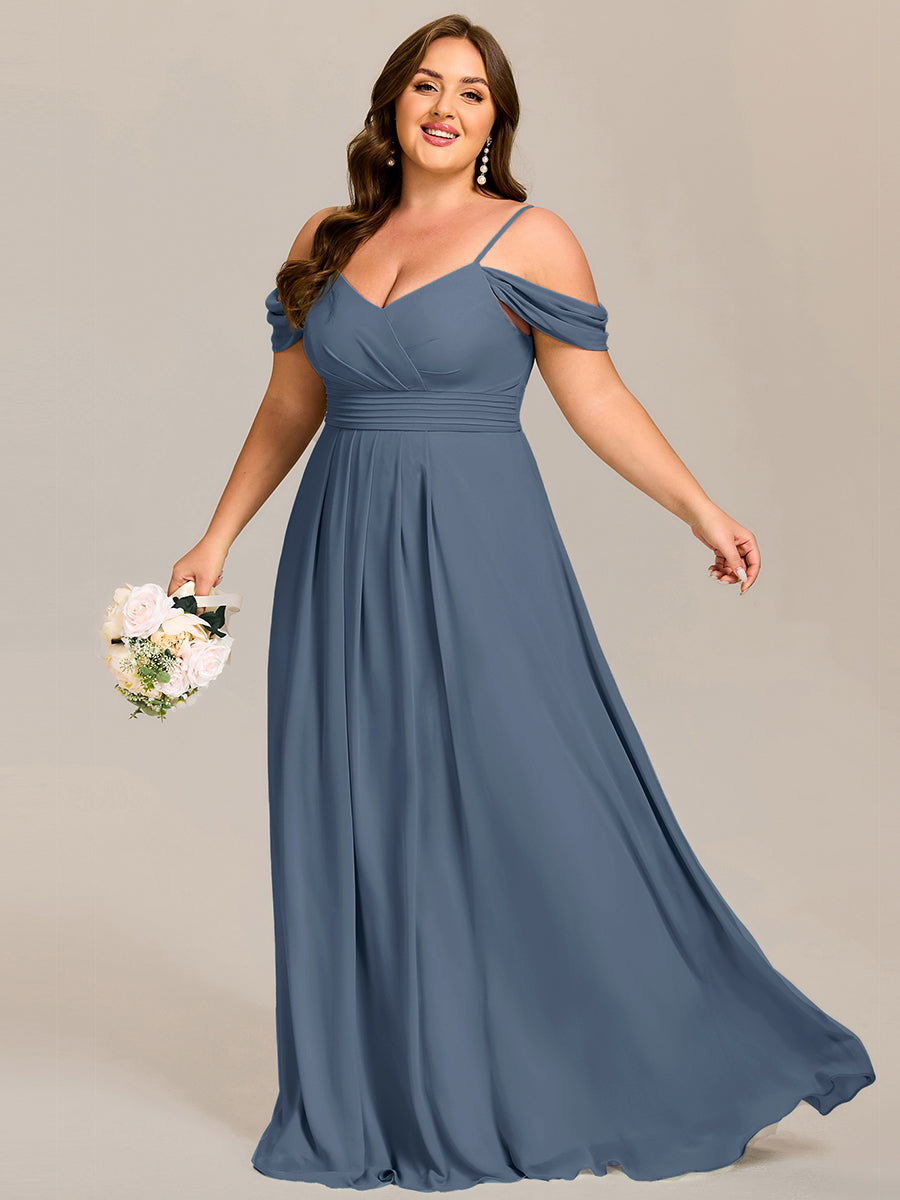LIANNE|Spaghetti Strap V-Neck Pleated A-Line Bridesmaid Dress