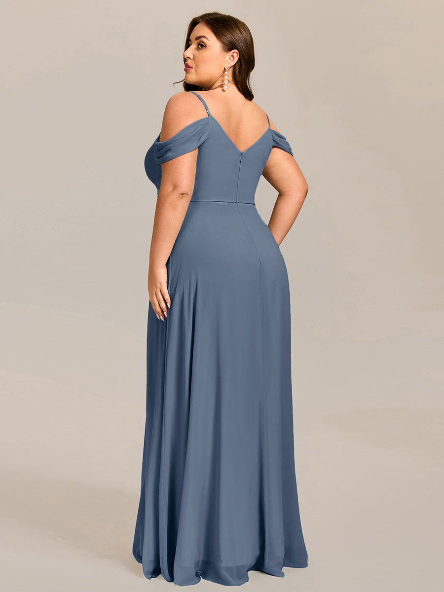 LIANNE|Spaghetti Strap V-Neck Pleated A-Line Bridesmaid Dress