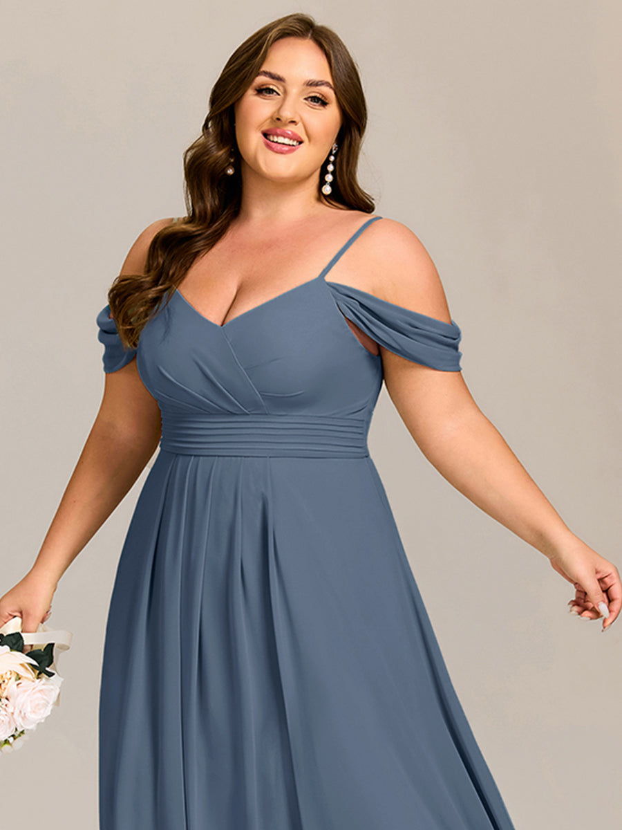 LIANNE|Spaghetti Strap V-Neck Pleated A-Line Bridesmaid Dress
