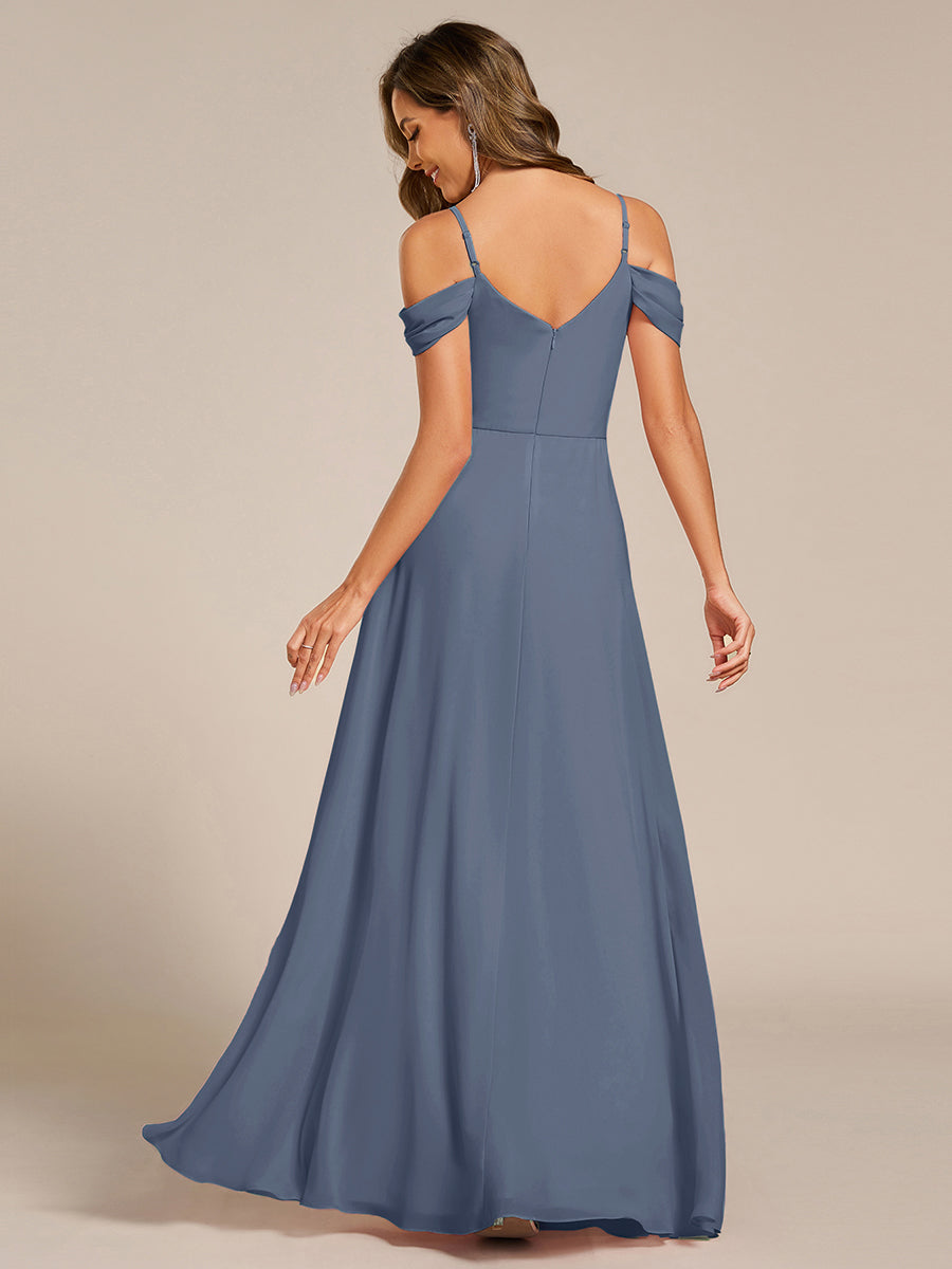 LIANNE|Spaghetti Strap V-Neck Pleated A-Line Bridesmaid Dress