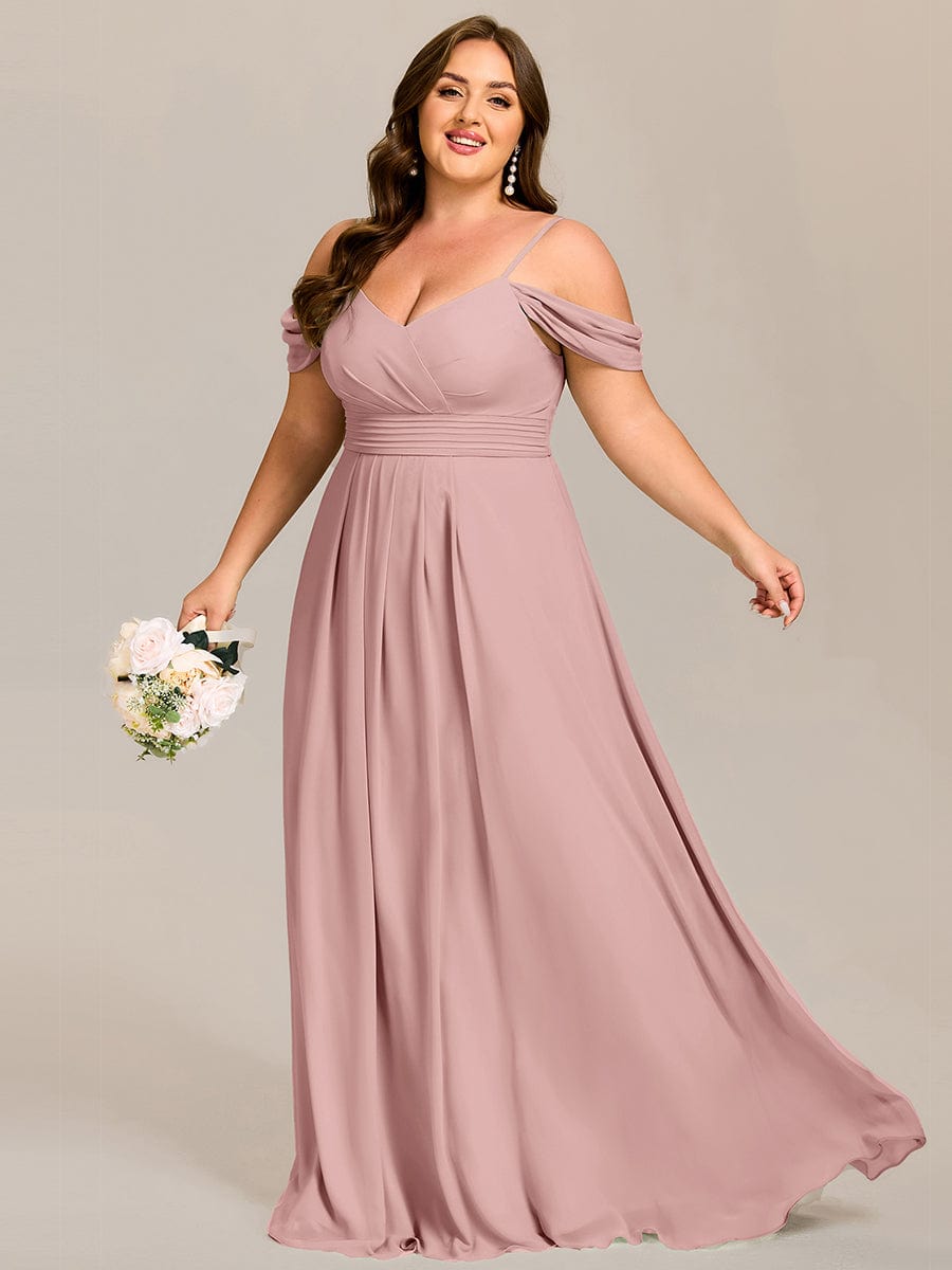 LIANNE|Spaghetti Strap V-Neck Pleated A-Line Bridesmaid Dress