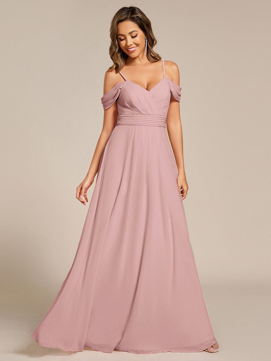 LIANNE|Spaghetti Strap V-Neck Pleated A-Line Bridesmaid Dress