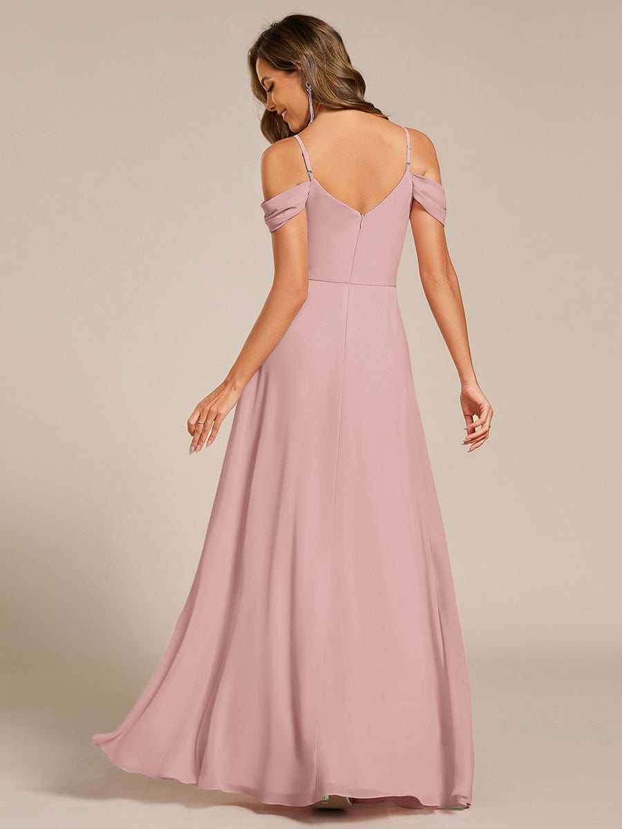 LIANNE|Spaghetti Strap V-Neck Pleated A-Line Bridesmaid Dress