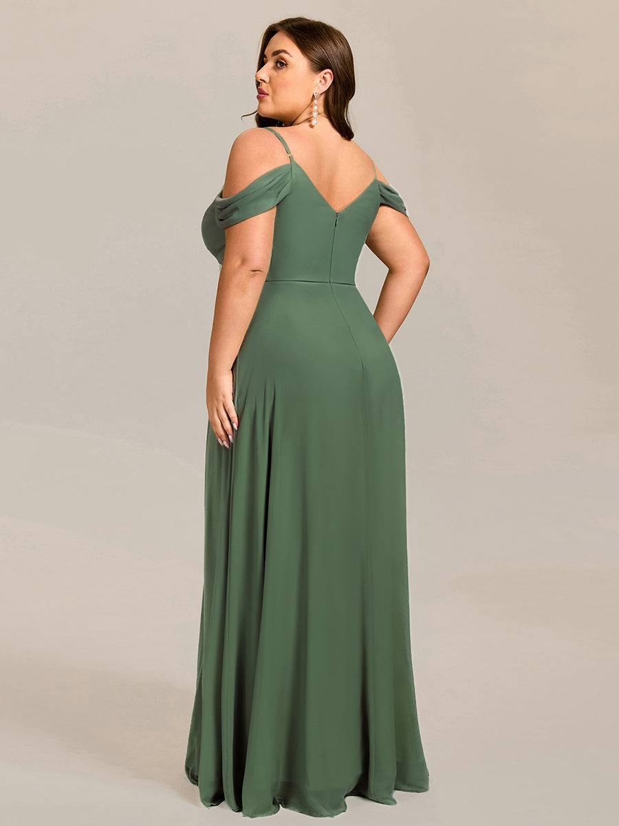 LIANNE|Spaghetti Strap V-Neck Pleated A-Line Bridesmaid Dress