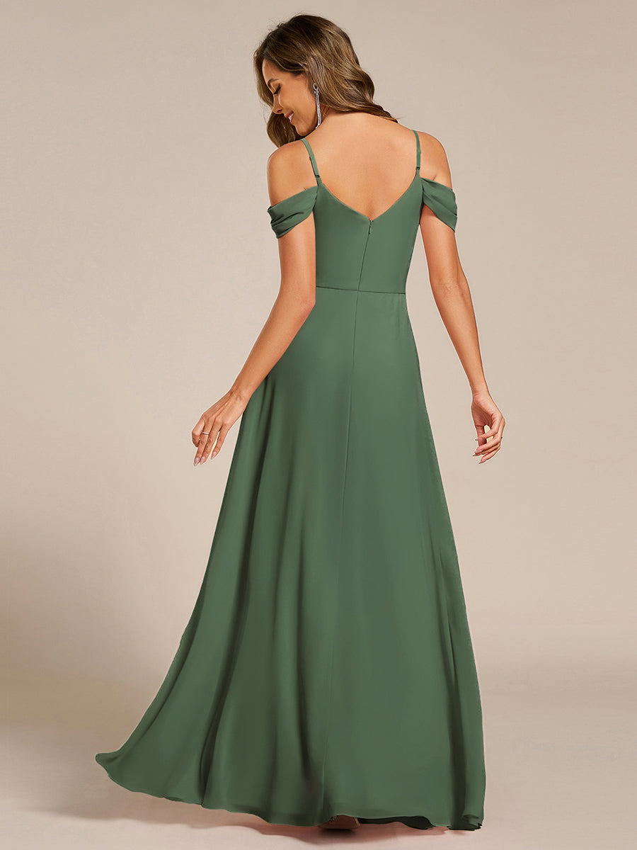 LIANNE|Spaghetti Strap V-Neck Pleated A-Line Bridesmaid Dress
