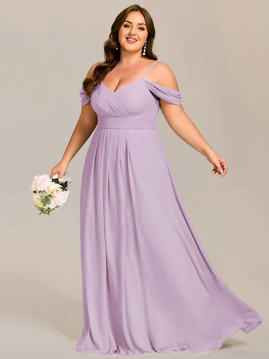 LIANNE|Spaghetti Strap V-Neck Pleated A-Line Bridesmaid Dress