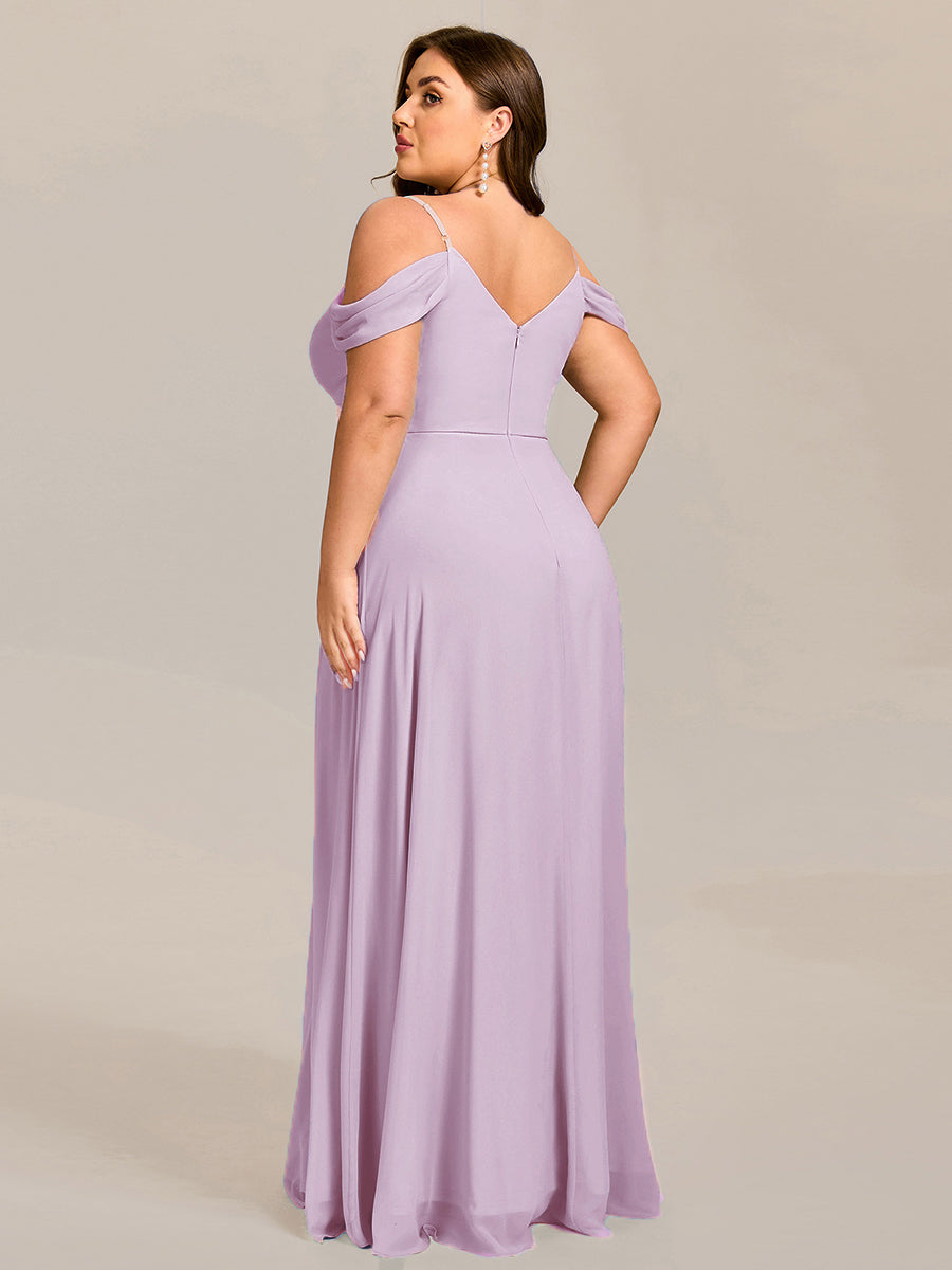 LIANNE|Spaghetti Strap V-Neck Pleated A-Line Bridesmaid Dress