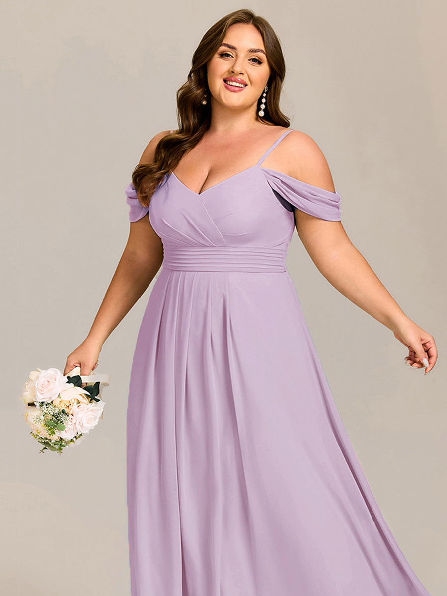 LIANNE|Spaghetti Strap V-Neck Pleated A-Line Bridesmaid Dress