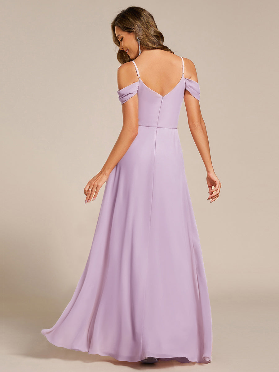 LIANNE|Spaghetti Strap V-Neck Pleated A-Line Bridesmaid Dress