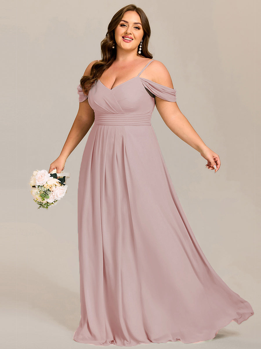 LIANNE|Spaghetti Strap V-Neck Pleated A-Line Bridesmaid Dress