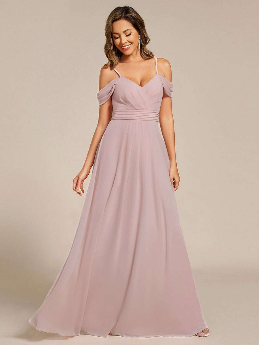 LIANNE|Spaghetti Strap V-Neck Pleated A-Line Bridesmaid Dress