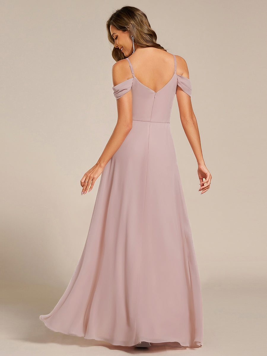 LIANNE|Spaghetti Strap V-Neck Pleated A-Line Bridesmaid Dress