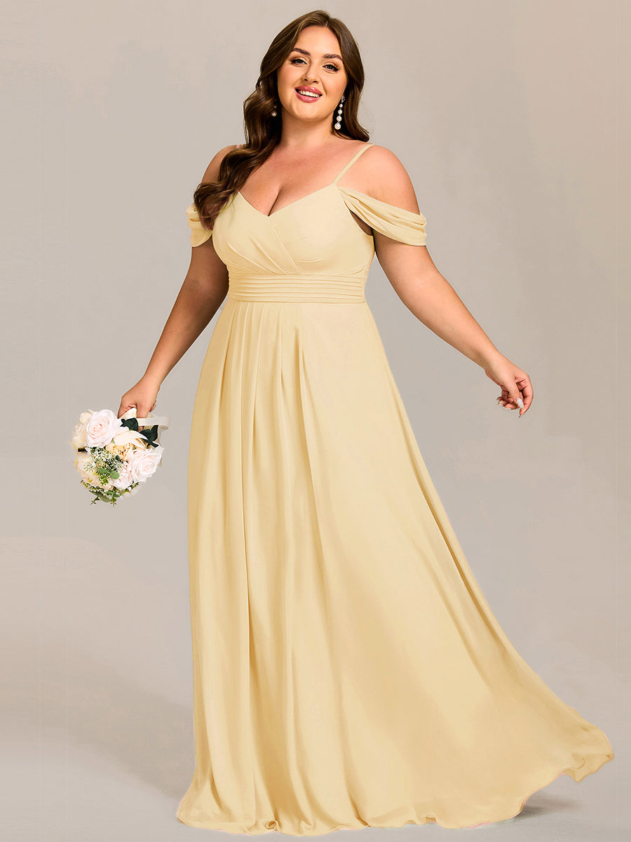 LIANNE|Spaghetti Strap V-Neck Pleated A-Line Bridesmaid Dress
