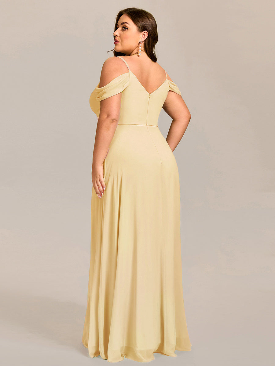LIANNE|Spaghetti Strap V-Neck Pleated A-Line Bridesmaid Dress