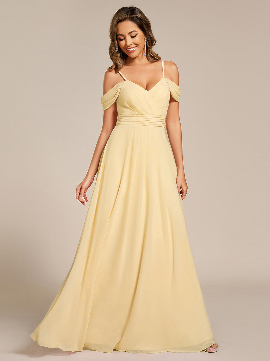 LIANNE|Spaghetti Strap V-Neck Pleated A-Line Bridesmaid Dress