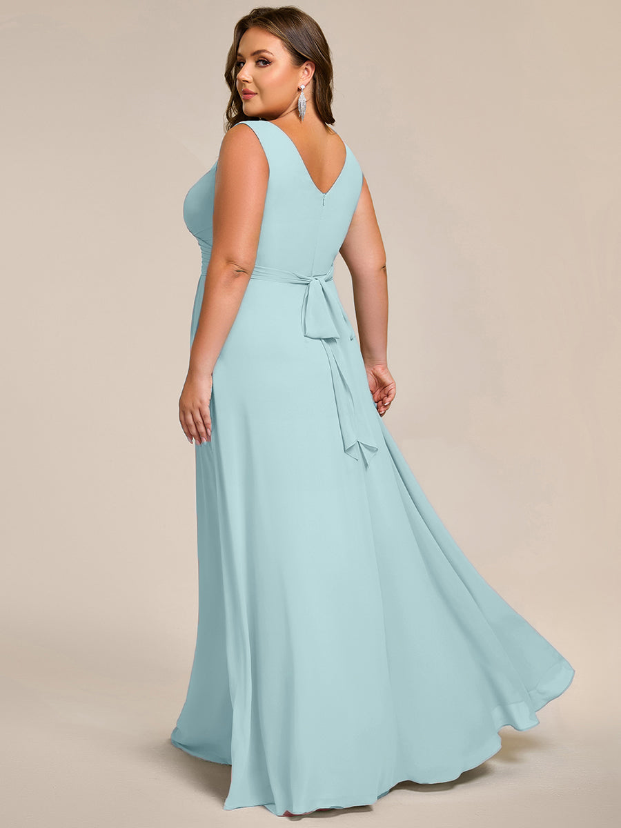 pretty SAUYER|Plus Size Strapless V-Neck A-Line Lace-Up Bridesmaid Dress