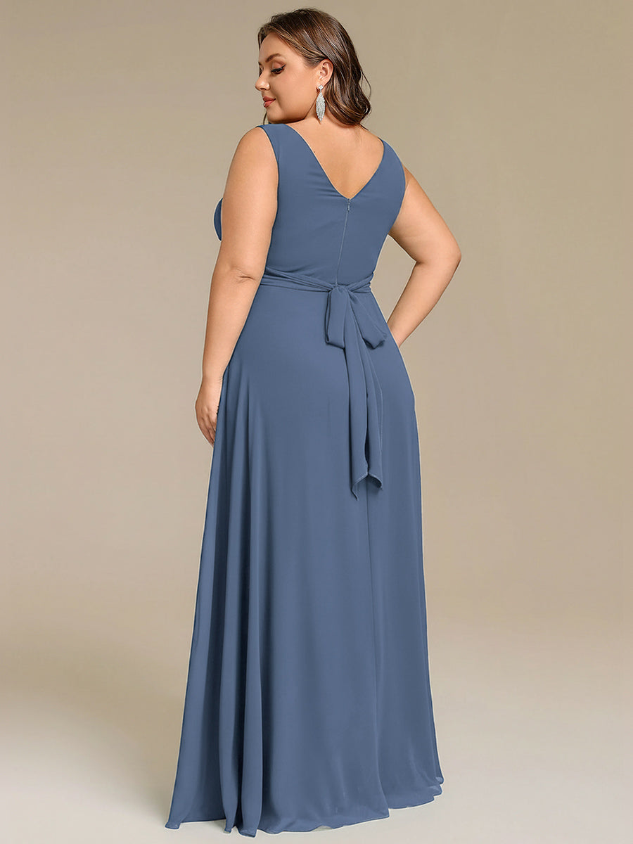 pretty SAUYER|Plus Size Strapless V-Neck A-Line Lace-Up Bridesmaid Dress