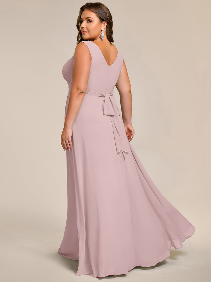 pretty SAUYER|Plus Size Strapless V-Neck A-Line Lace-Up Bridesmaid Dress