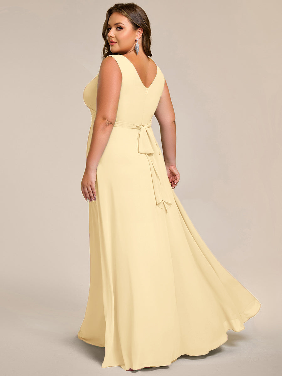 pretty SAUYER|Plus Size Strapless V-Neck A-Line Lace-Up Bridesmaid Dress