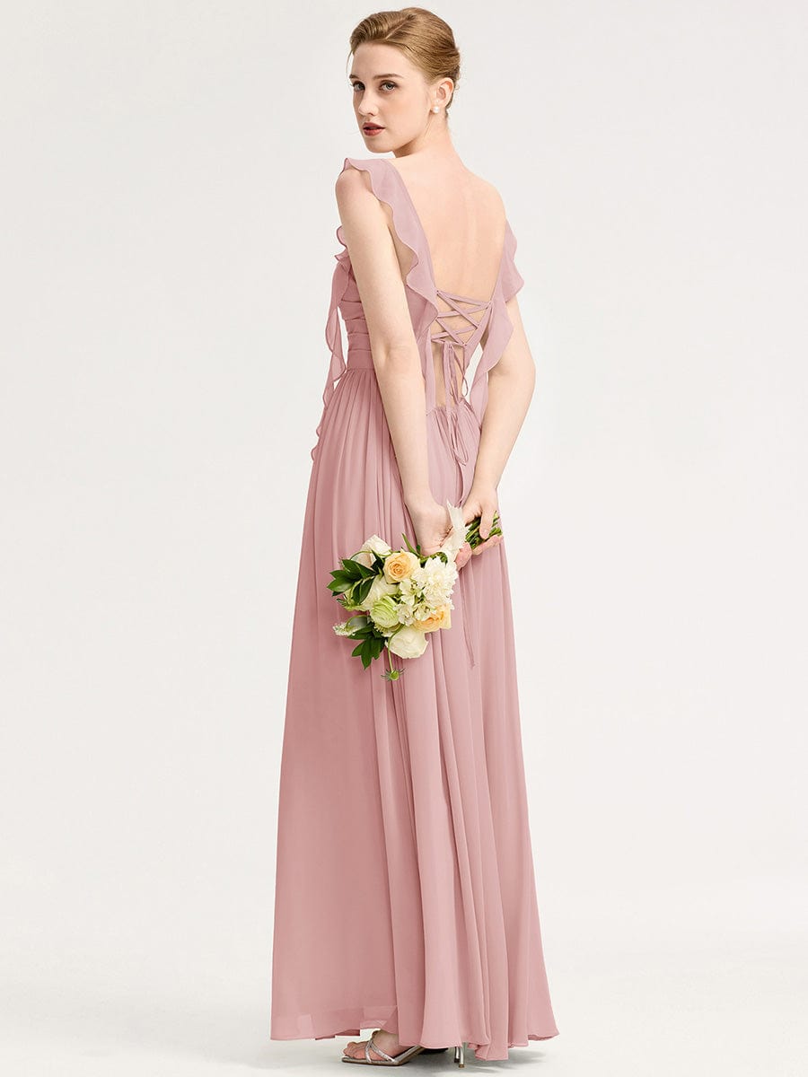 LUNARA|Flowing Ribbon Chiffon Bridesmaid dress