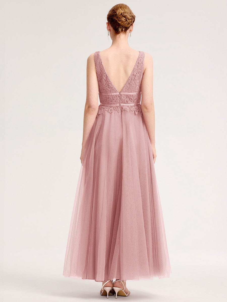 ELIA|Applique Tulle Sleeveless Bridesmaid Dress