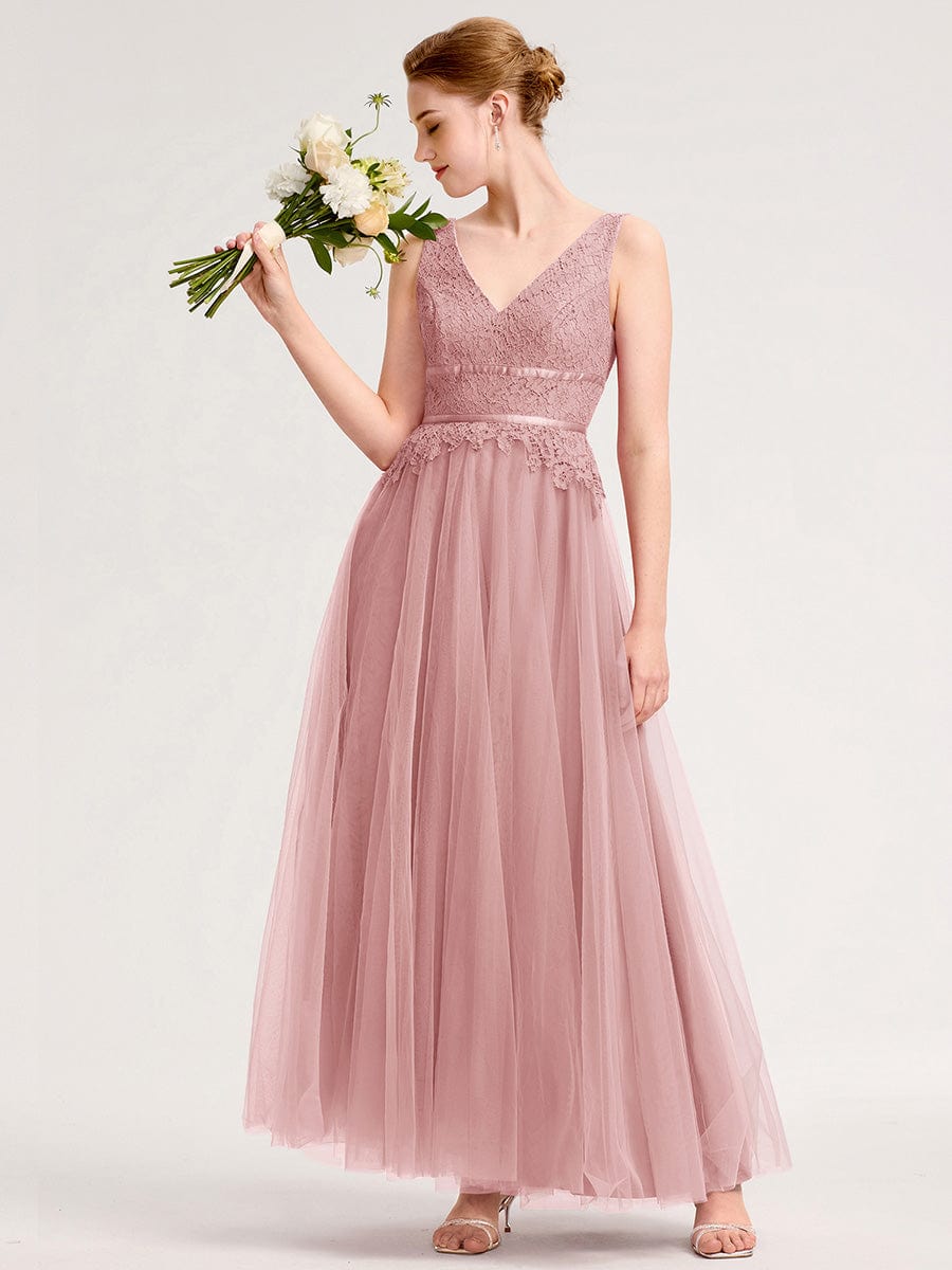 ELIA|Applique Tulle Sleeveless Bridesmaid Dress