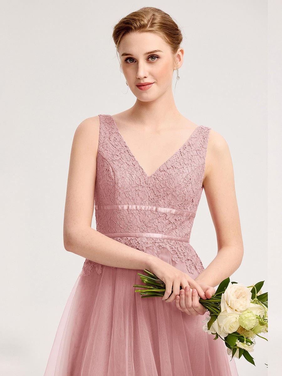 ELIA|Applique Tulle Sleeveless Bridesmaid Dress