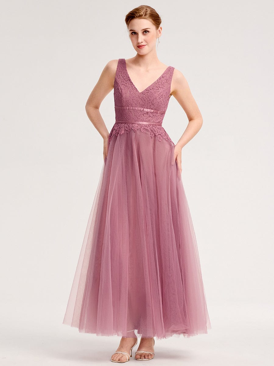 ELIA|Applique Tulle Sleeveless Bridesmaid Dress