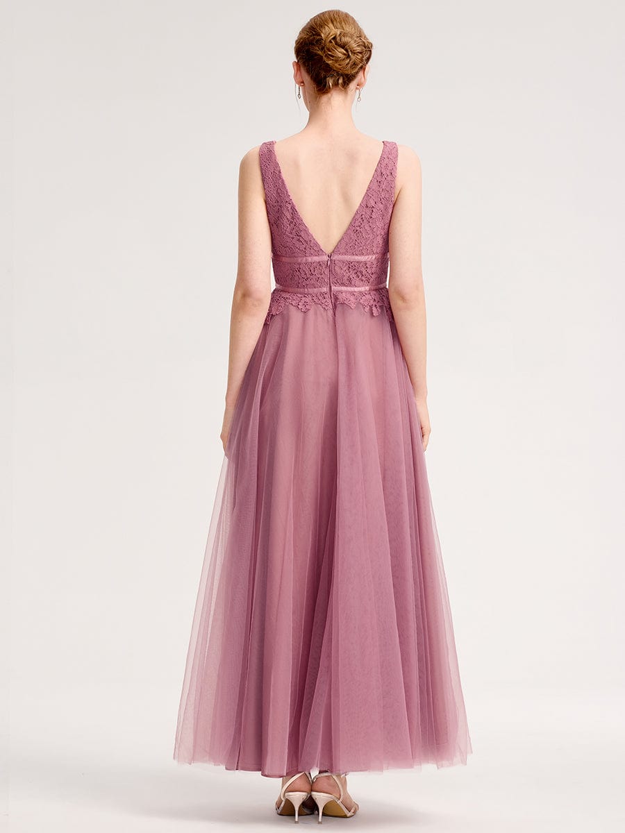 ELIA|Applique Tulle Sleeveless Bridesmaid Dress