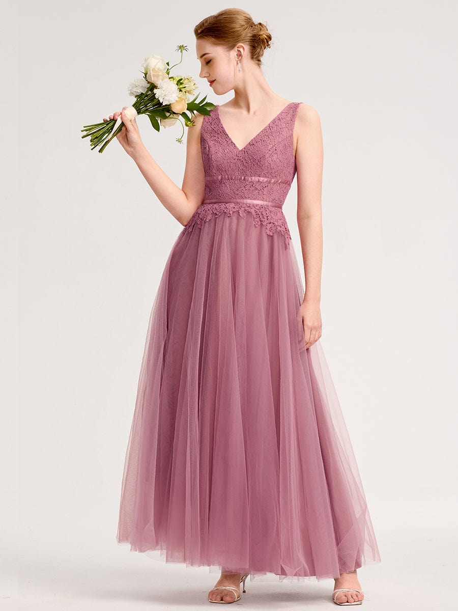 ELIA|Applique Tulle Sleeveless Bridesmaid Dress
