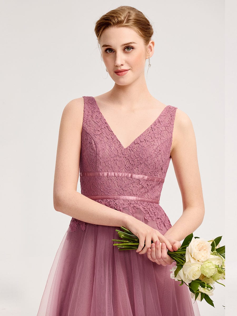ELIA|Applique Tulle Sleeveless Bridesmaid Dress