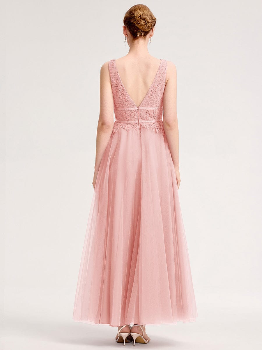 ELIA|Applique Tulle Sleeveless Bridesmaid Dress