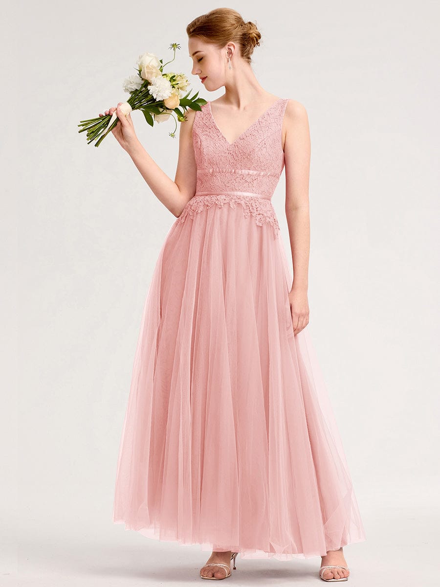 ELIA|Applique Tulle Sleeveless Bridesmaid Dress