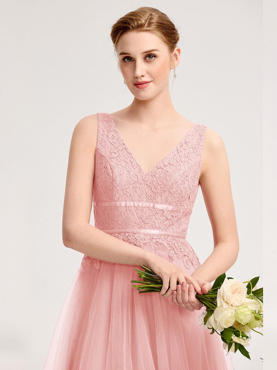 ELIA|Applique Tulle Sleeveless Bridesmaid Dress
