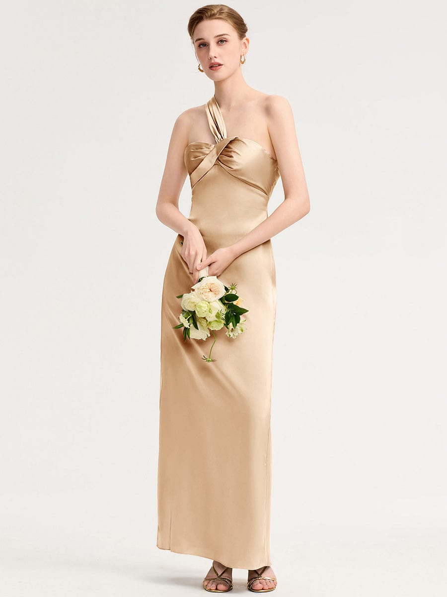 RAVINA|Twist Knot Satin Mermaid Bridesmaid dress