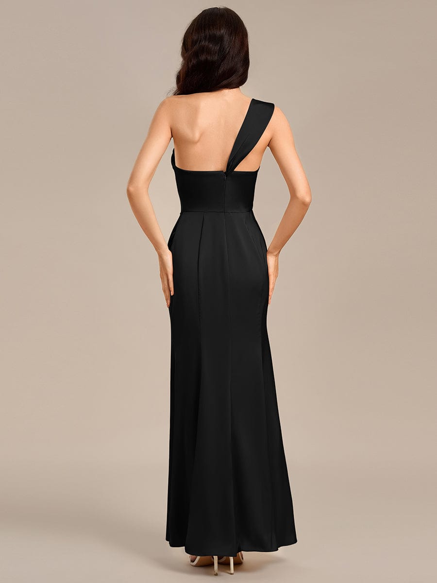 TESSARA|Satin One Shoulder Side Split Maxi Mermaid  Bridesmaid Dress