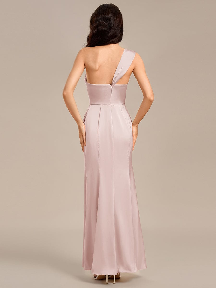 TESSARA|Satin One Shoulder Side Split Maxi Mermaid  Bridesmaid Dress