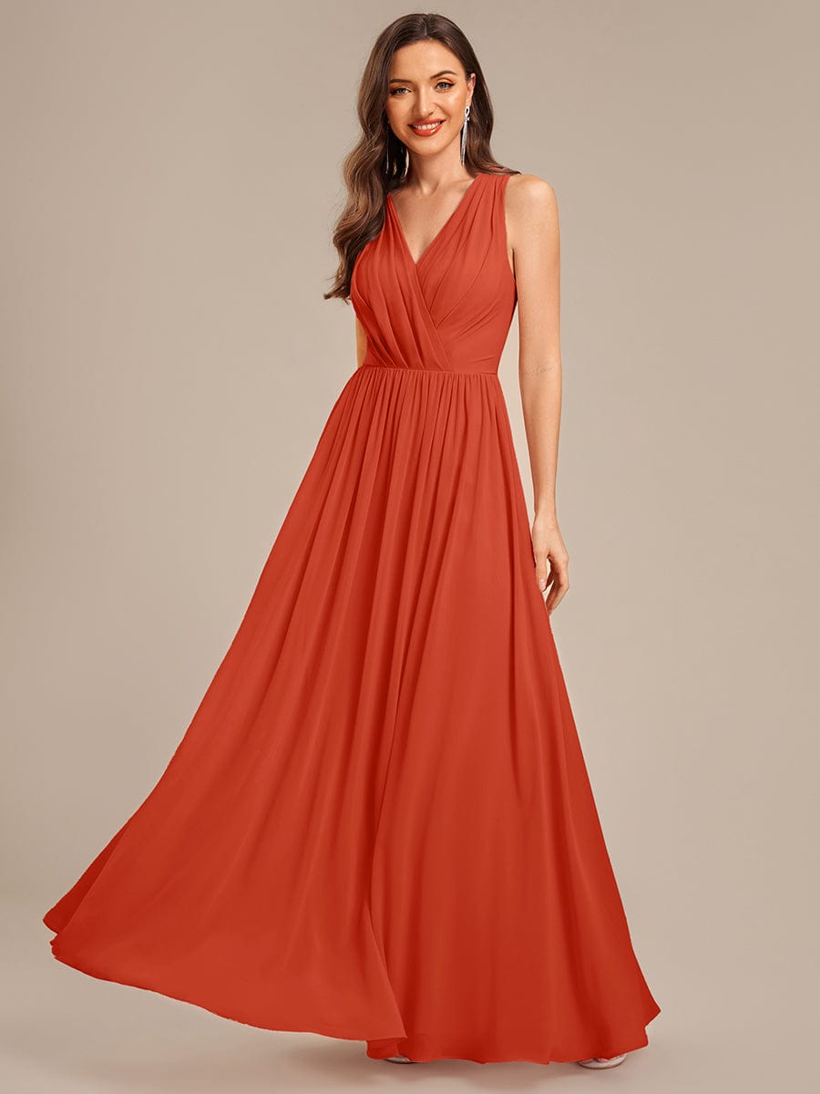 MARIBEL|Applique Chiffon Sleeveless Bridesmaid Dress