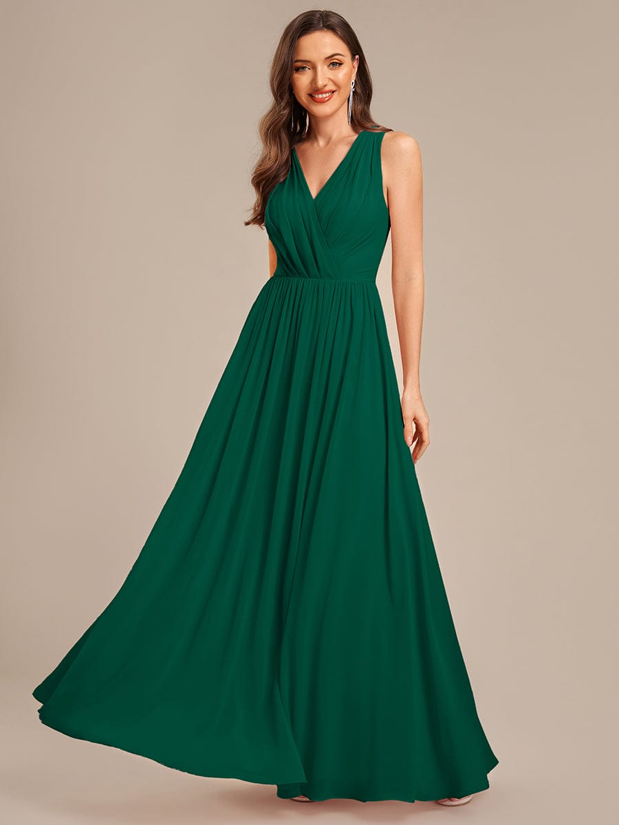 MARIBEL|Applique Chiffon Sleeveless Bridesmaid Dress