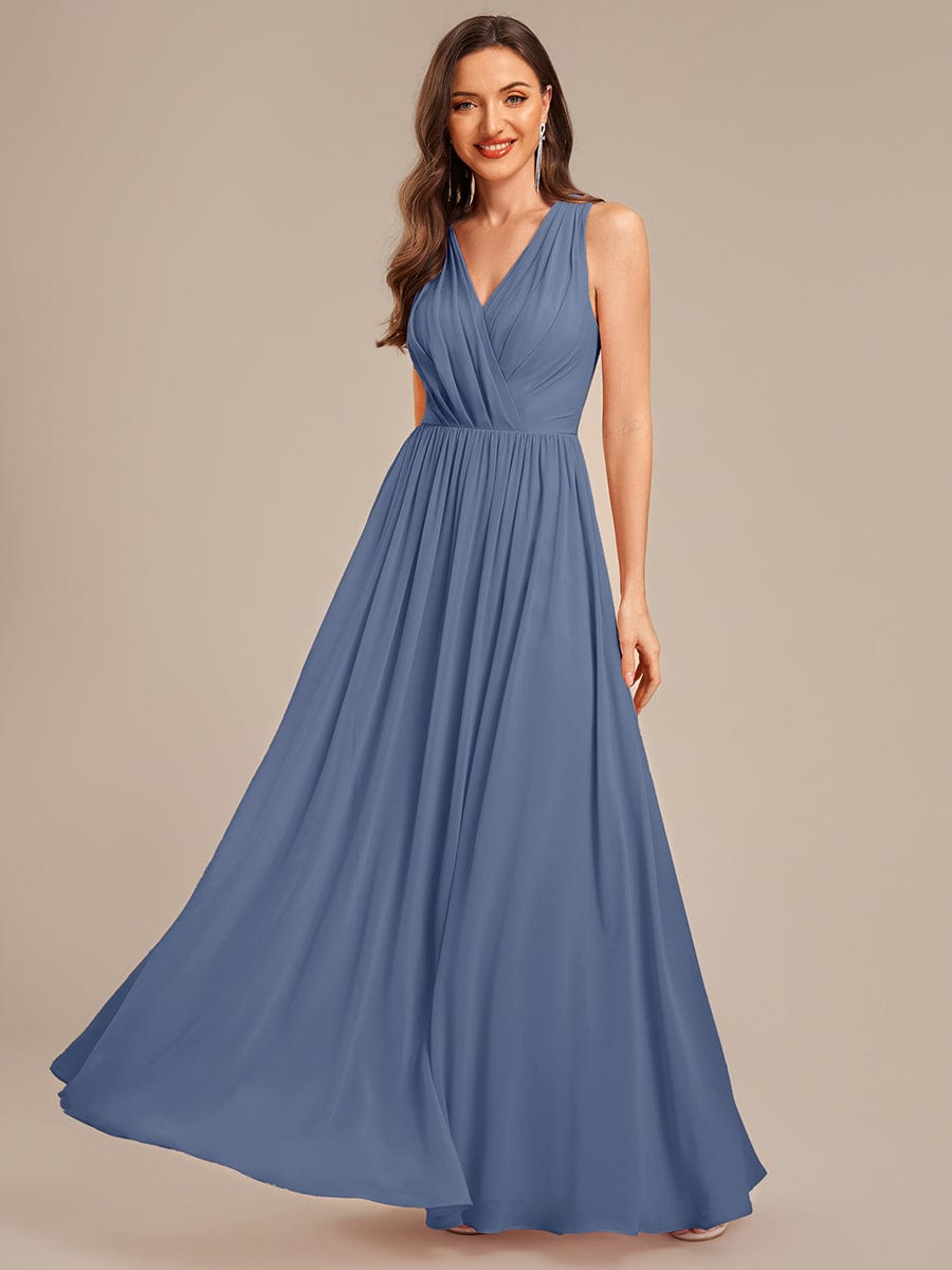MARIBEL|Applique Chiffon Sleeveless Bridesmaid Dress