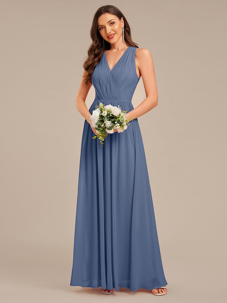 MARIBEL|Applique Chiffon Sleeveless Bridesmaid Dress