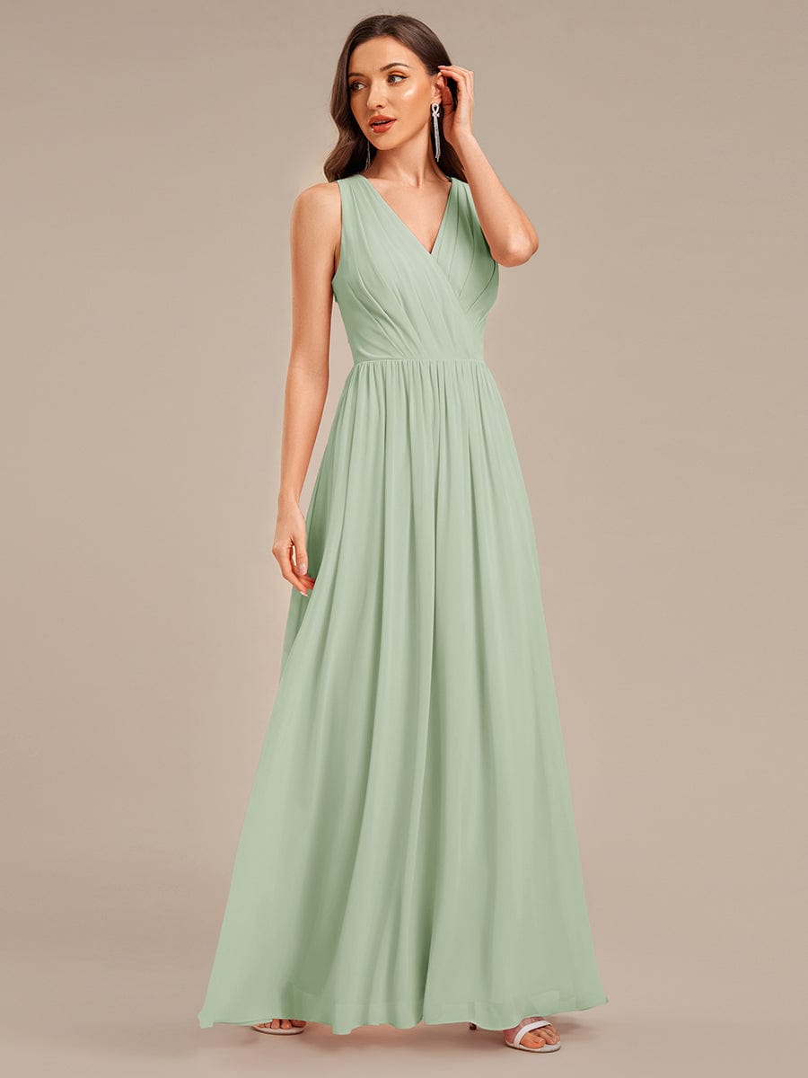 MARIBEL|Applique Chiffon Sleeveless Bridesmaid Dress