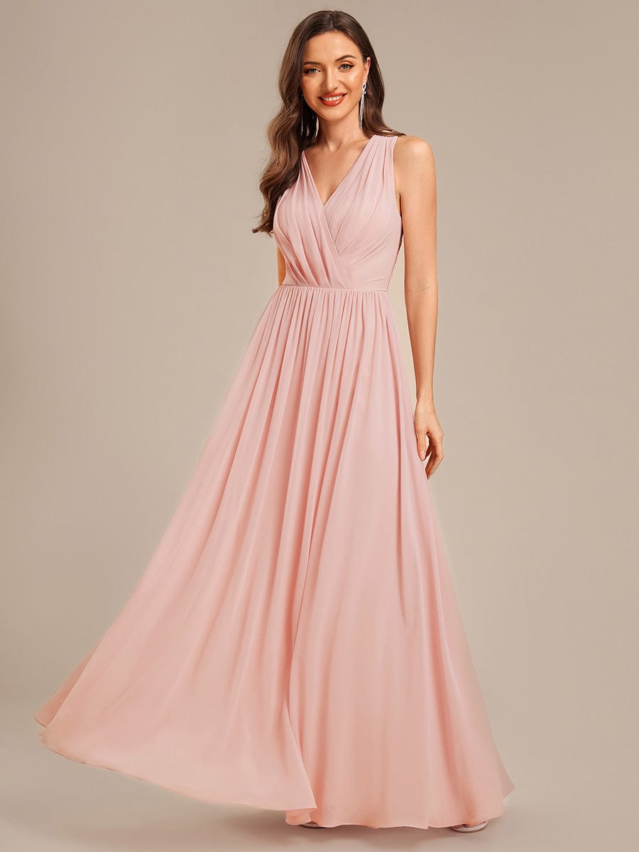 MARIBEL|Applique Chiffon Sleeveless Bridesmaid Dress