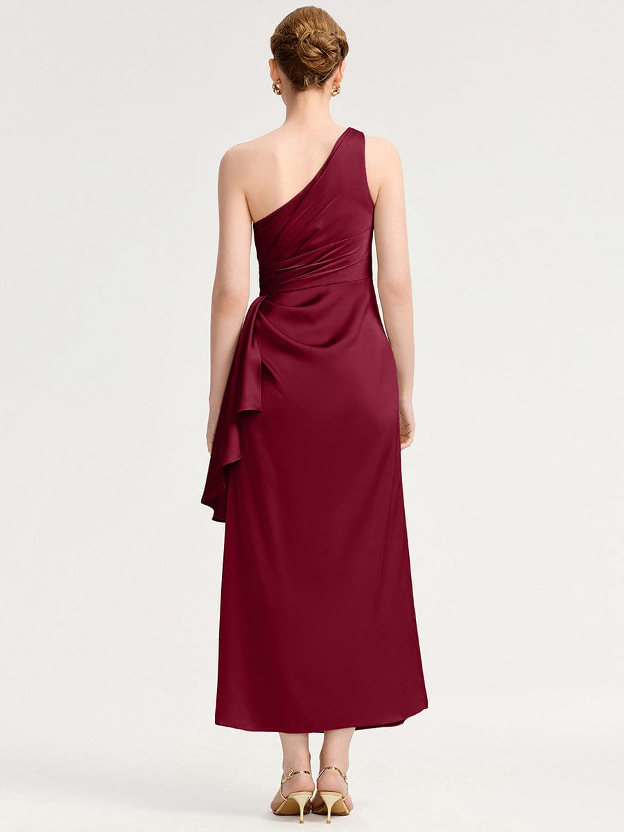 SOLENE|One Shoulder Satin Bridesmaid Dress
